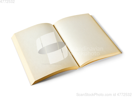 Image of Old open blank book isolated on white