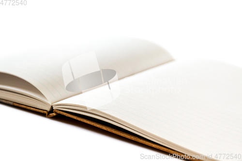 Image of Open blank notebook closeup view