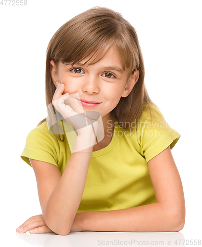 Image of Portrait of a pensive little girl