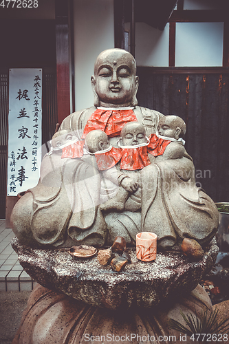 Image of Jizo statue in Arashiyama temple, Kyoto, Japan