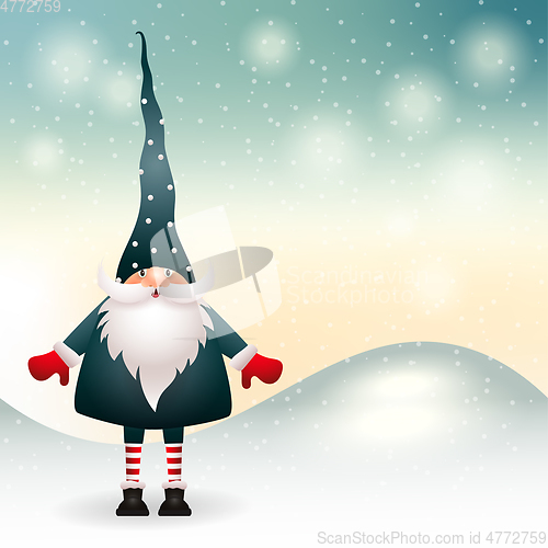 Image of Christmas gnome in winter decor. Vector