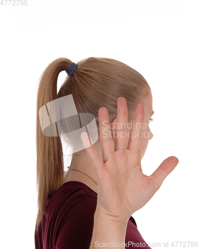 Image of Woman signing do not talk to me