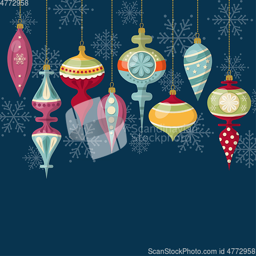 Image of Flat design Christmas card with Christmas balls