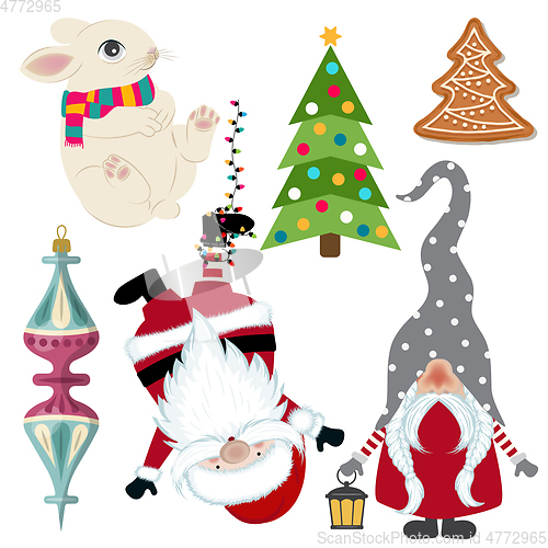 Image of Cute Christmas collection isolated on white