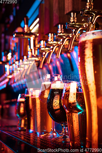 Image of Glasses of different kinds of beer, time for oktoberfest