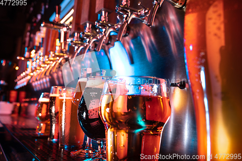 Image of Glasses of different kinds of beer, time for oktoberfest