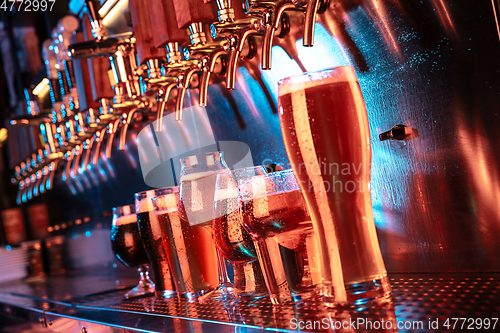 Image of Glasses of different kinds of beer, time for oktoberfest