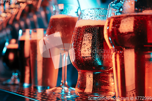 Image of Glasses of different kinds of beer, time for oktoberfest