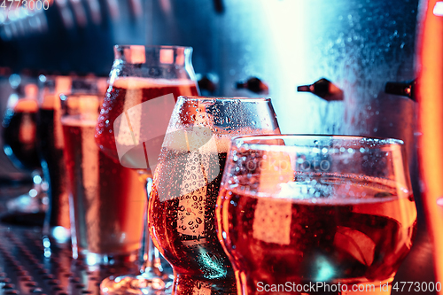 Image of Glasses of different kinds of beer, time for oktoberfest