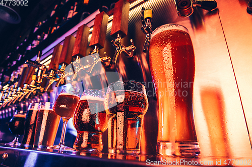 Image of Glasses of different kinds of beer, time for oktoberfest