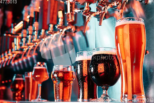 Image of Glasses of different kinds of beer, time for oktoberfest