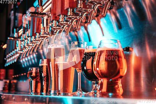 Image of Glasses of different kinds of beer, time for oktoberfest