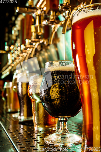 Image of Glasses of different kinds of beer, time for oktoberfest