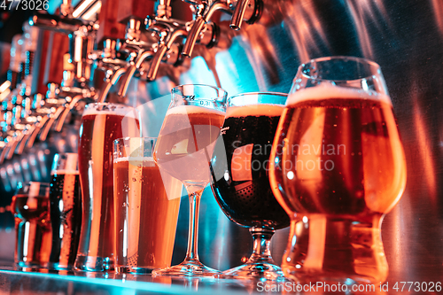 Image of Glasses of different kinds of beer, time for oktoberfest