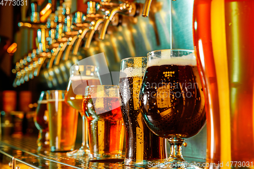 Image of Glasses of different kinds of beer, time for oktoberfest