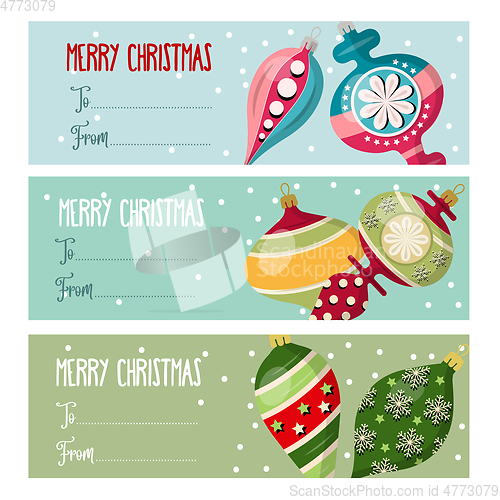 Image of Cute flat design Christmas labels collection  with Christmas bal