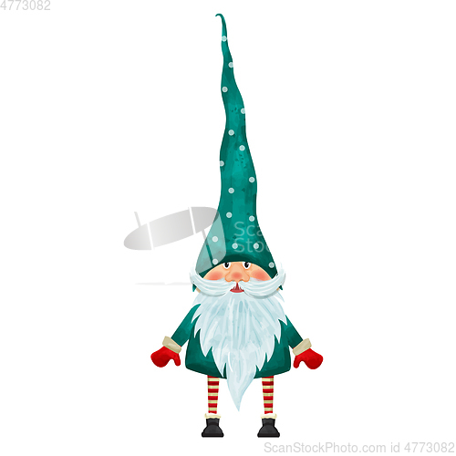 Image of Watercolor Christmas gnome isolated on white background. Vector