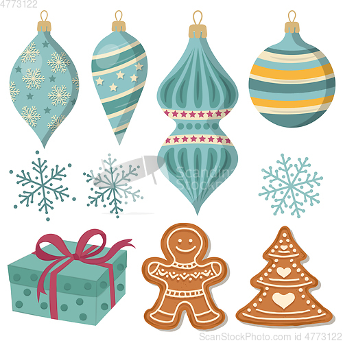 Image of beautiful Christmas decoration collection isolated on white
