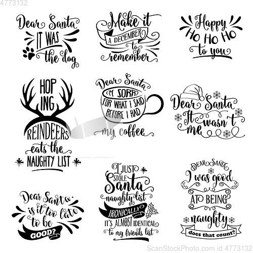 Image of Huge Christmas quotes collection isolated on white. Vector