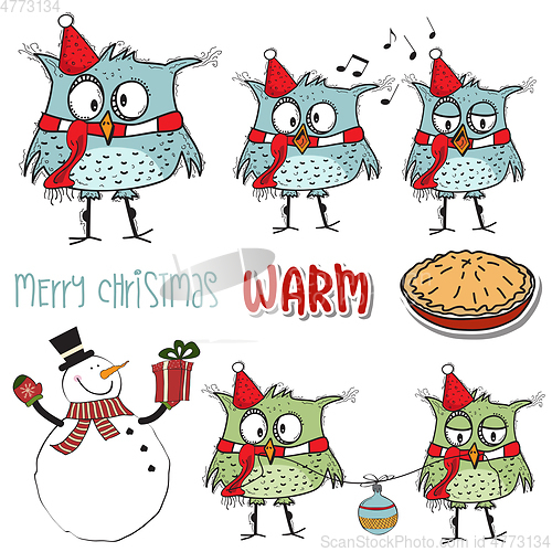 Image of Funny Christmas birds collection and other Christmas items