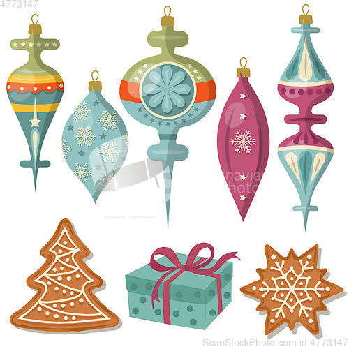 Image of beautiful Christmas decoration collection isolated on white