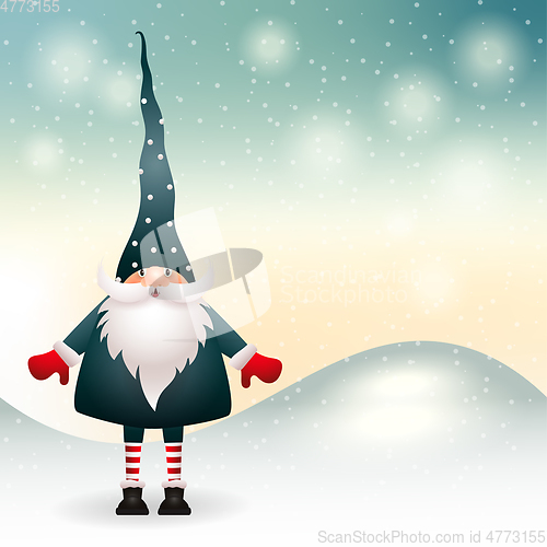 Image of Christmas gnome in winter decor. Vector