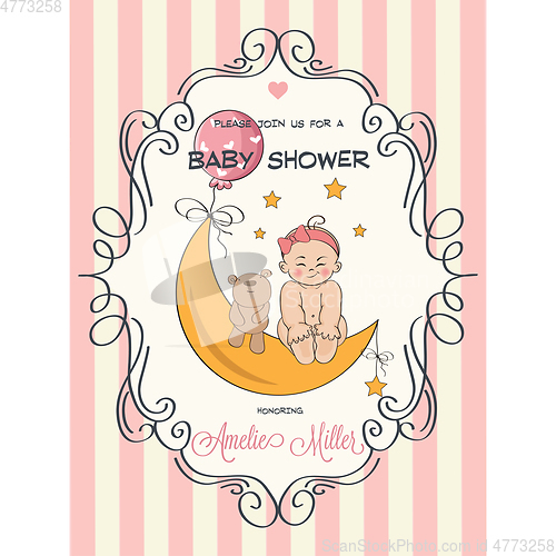 Image of baby girl shower card