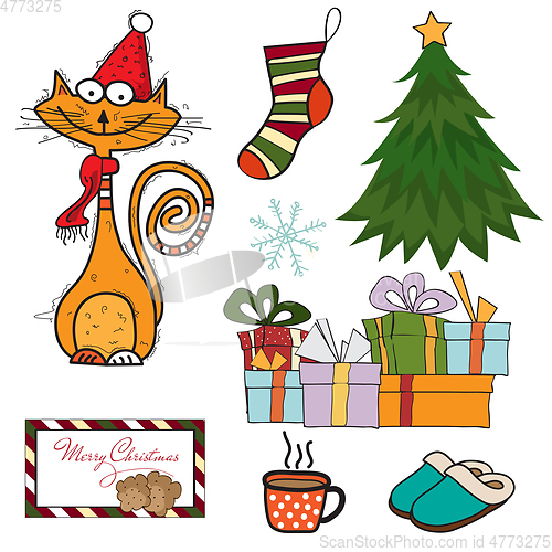 Image of beautiful Christmas items collection isolated on white