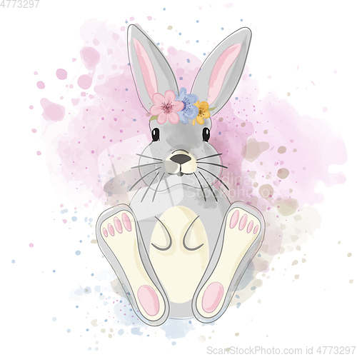 Image of Cute watercolor bunny