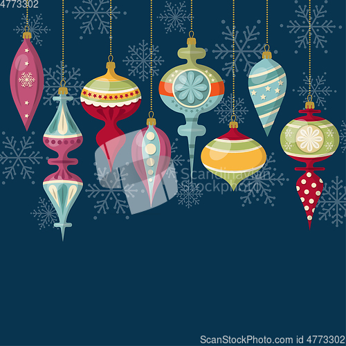 Image of Flat design Christmas card with Christmas balls