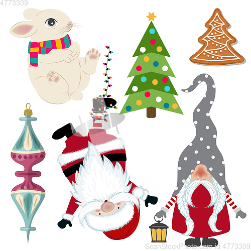 Image of Cute Christmas collection isolated on white