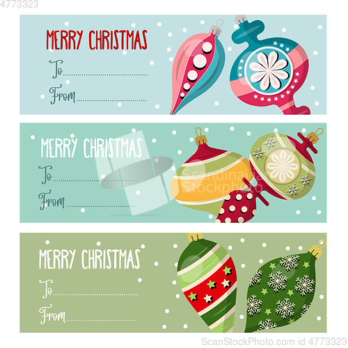 Image of Cute flat design Christmas labels collection  with Christmas bal