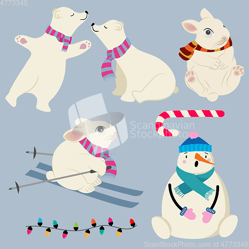 Image of Flat design animal collection in winter