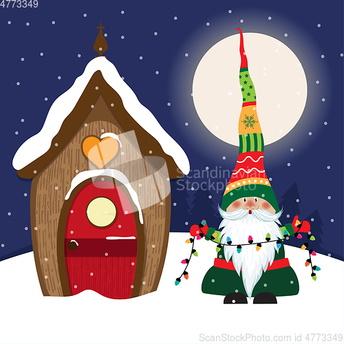 Image of Beautiful Christmas scene with gnome