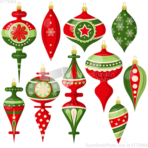 Image of beautiful Christmas balls collection isolated on white