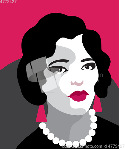 Image of Fashion woman portrait art deco style. Flat design.