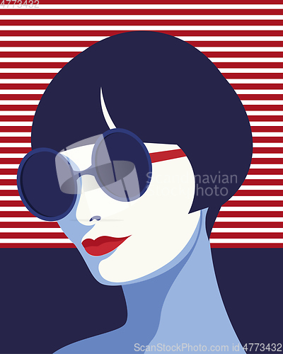 Image of Fashion woman with sunglasses . Art portrait.  Flat design.