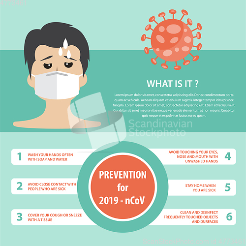 Image of Infographic elements  of the new coronavirus. Covid-19 symptoms.