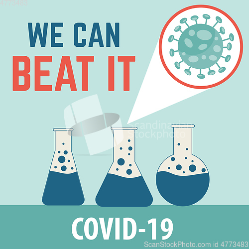 Image of \"\"We can beat it \"-coronavirus optimistic message.  Covid-19 pos
