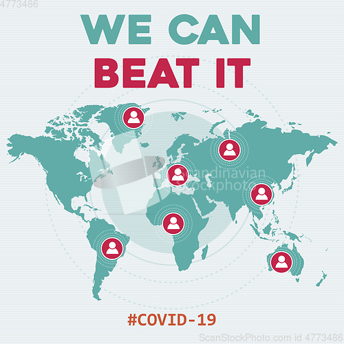 Image of """We can beat it "-coronavirus optimistic message.  Covid-19 po