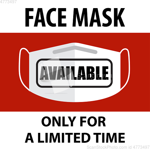 Image of Coronavirus face mask available sign. 