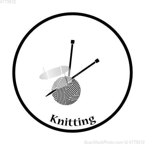 Image of Yarn ball with knitting needles icon