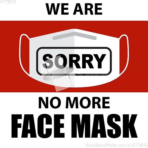 Image of Coronavirus face mask out of stock sign.