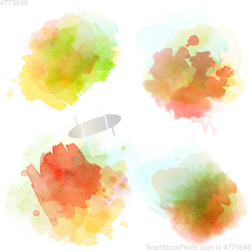 Image of Watercolor stains set isolated on white background