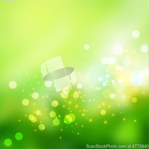 Image of Bokeh lights effect on fresh green gradient  background