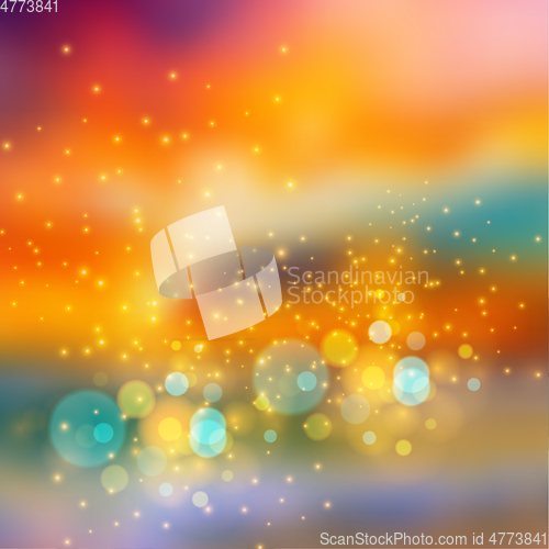 Image of Bokeh lights effect on colorful gradient background