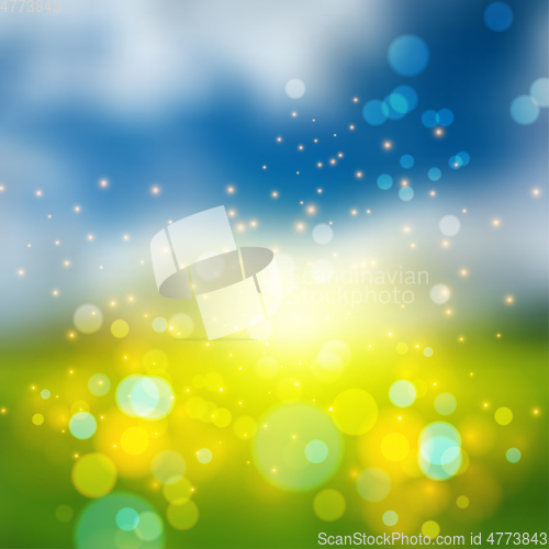 Image of Bokeh lights effect on fresh spring gradient  background