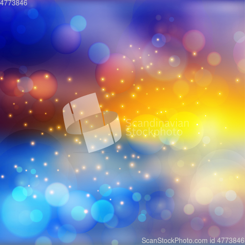 Image of Bokeh lights effect on colorful gradient background