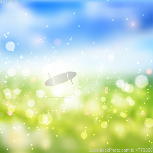 Image of Bokeh lights effect on fresh spring gradient  background