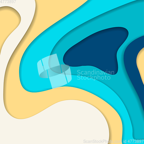 Image of Abstract blue  and yellow 3d paper cut background